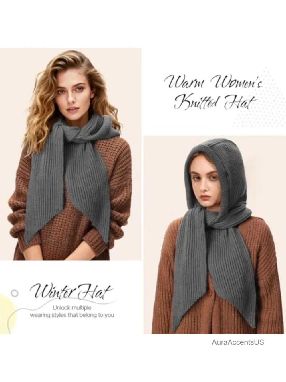 Women's Knit Balaclava Beanie with Scarf - Winter Warmth